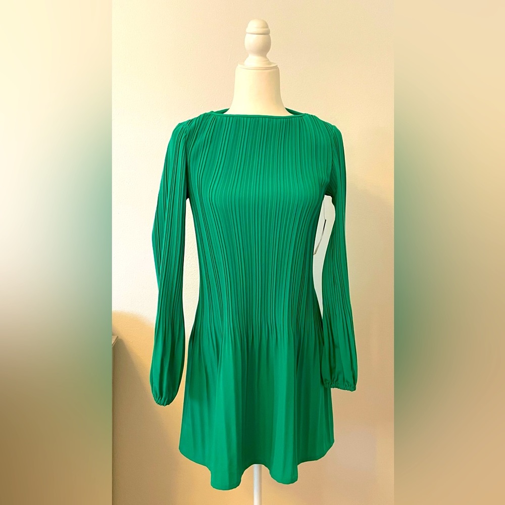 NWT Maje Rockin Robe Plisse Pleated Dress - Vert -  Size 1 (Small)